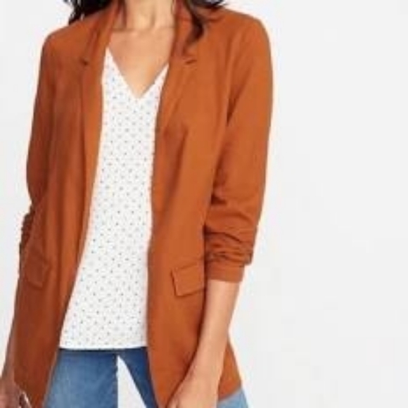 orange linen blazer